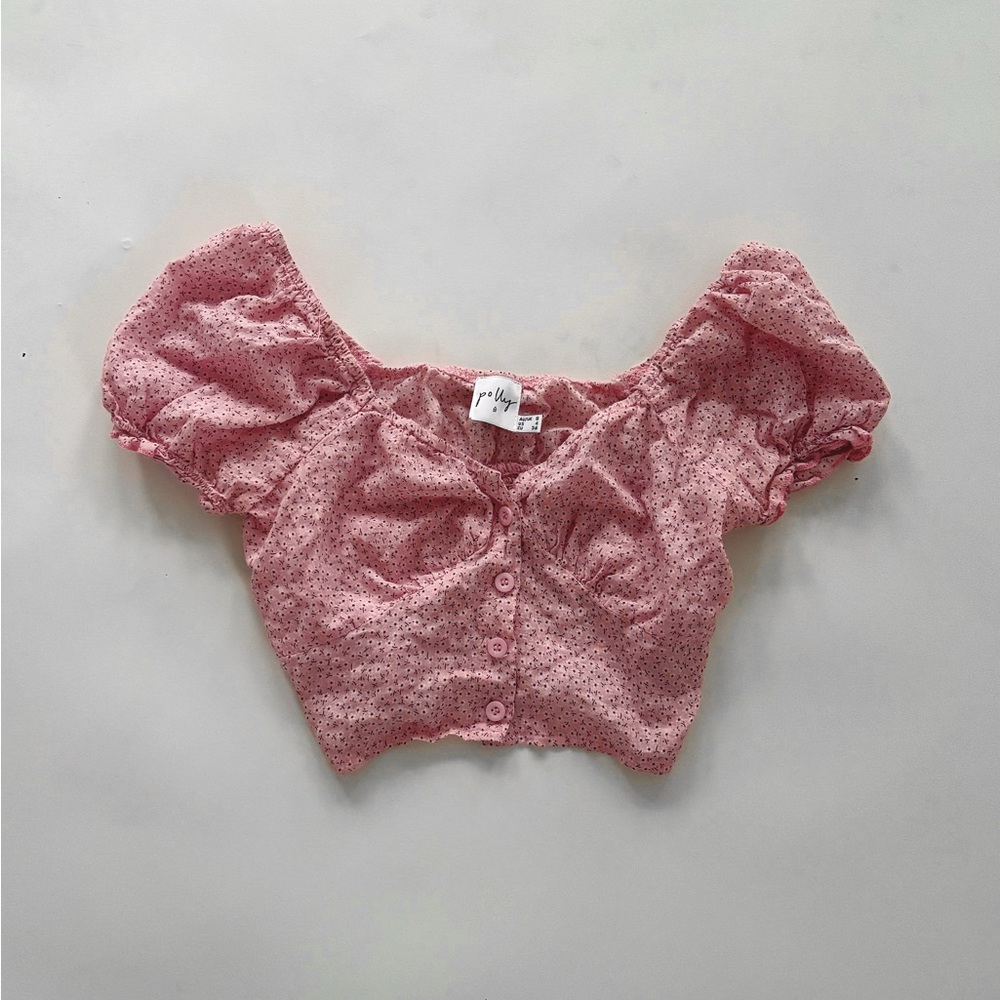 Pink ditsy floral crop top coquette